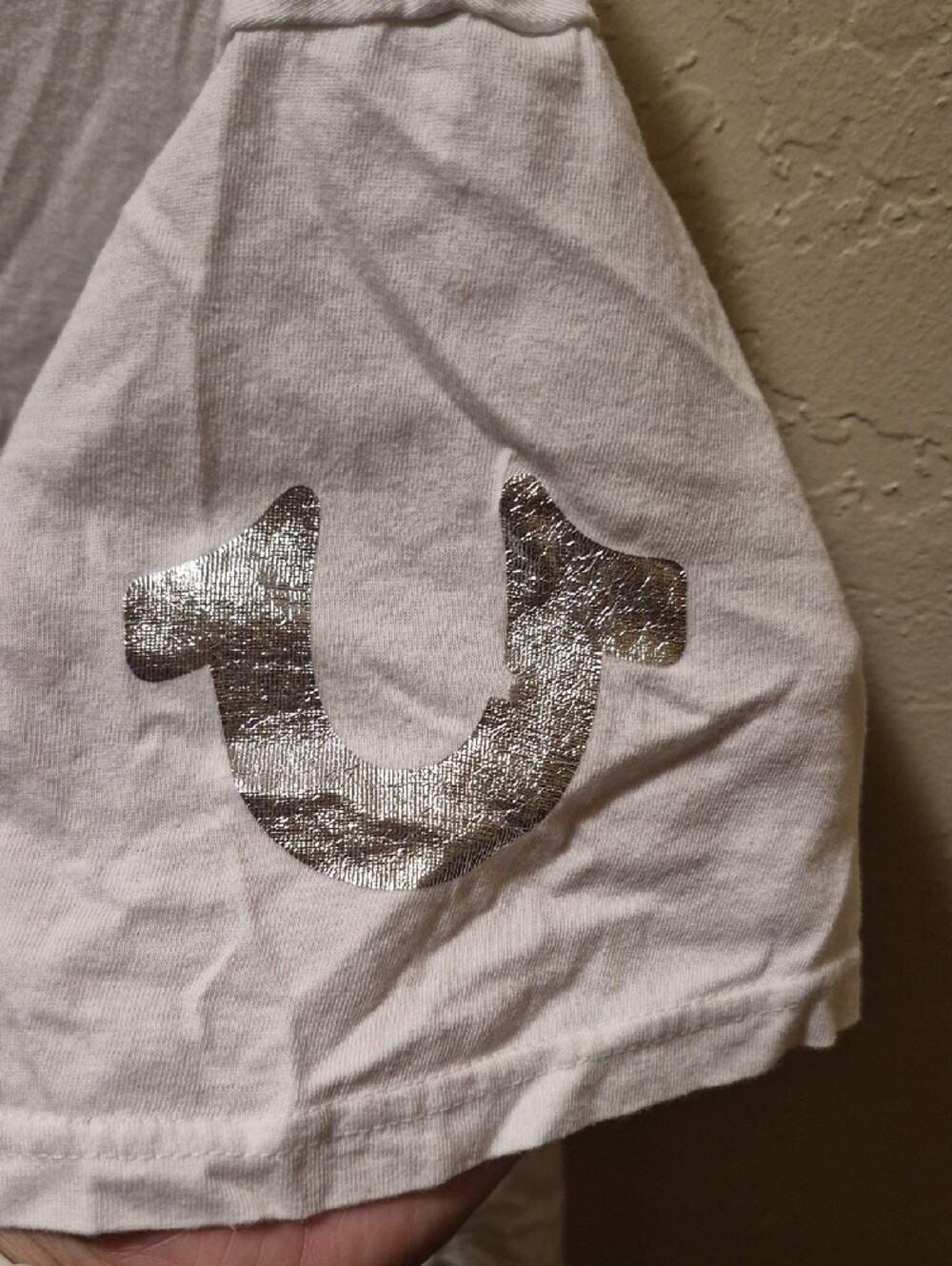 True Religion White V-Neck Short Sleeve Tee - Picture 2 of 3